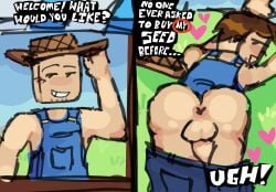 anal ass_up bent_over brown_hair dick farmer grow_a_garden roblox