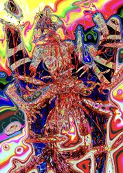 2_horns absurd_res ahe_gao anthro artist_viciouswolf bandage blood bodily_fluids canid canine canis character_viciouswolf cross_section decapitation dismemberment fur furry genital_fluids genitals gore grey_body grey_fur hi_res horn hybrid incontinence looking_pleasured male mammal nude organs penis psychedelic saw solo starry tongue tongue_out tools urine white_body white_fur wings wolf