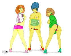 3girls edna_krabappel female female_only high_heels human marge_simpson maude_flanders multiple_girls niicko tagme the_simpsons yuri