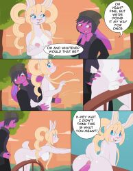 ass beanie_hat bent_over big_ass blonde_hair blue_body breasts buttplug erection furry glimglam grey_body hoodie purple_body sex