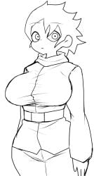 1female 1girls big_breasts blush breasts cleavage clothed clothing enigi09 erika_(enigi09) female female_focus female_only hips oc original original_character tagme thick_thighs wide_hips