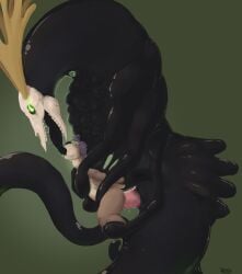 2025 anal anal_sex anthro antlers ass big_dom_small_sub big_penis black_body bodily_fluids bone brown_body brown_fur butt_focus centaurworld clothed clothing colored digital_media_(artwork) dominant duo fur genitals glowing glowing_eyes goo_creature grabbing green_background green_eyes hair hi_res horn interspecies male male/male mammal monster mustelid netflix open_mouth oral oral_penetration otter pandottermon partially_clothed penetration penis pink_penis purple_hair restrained saliva simple_background size_difference skull slime tentacle tentacle_in_mouth tentacle_penetration the_nowhere_king_(centaurworld) toma_(pandottermon) vein veiny_penis