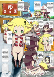 ass aurea_juniper bathhouse bee-j1 bianca_(pokemon) breasts cameo cheren_(pokemon) comic delia_ketchum_(pokemon) exhibitionism fainting female female_pervert gardenia_(pokemon) gym_leader hard_translated highres hilda_(pokemon) human human_only makoto_daikichi milf multiple_females nintendo nipples nude onsen open_toe_shoes oshawott pokemon pokemon_(anime) pokemon_(species) pokemon_bw pokemon_dppt pokemon_professor text towel translated uncensored