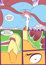 anthro applejack_(mlp) cum cum_leaking my_little_pony rainbow_dash_(mlp) smooth_skin spread_legs spread_pussy spunkubus tentacle tentacle_sex