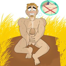 1boy brawl_stars fantasizing gay grom_(brawl_stars) male male_only masturbation muscles penis