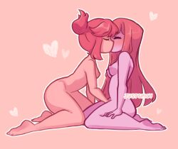 2girls android breasts closed_eyes female fingering justspicy kip_(oneshot) kip_silverpoint kissing light-skinned_female light_skin multiple_girls oneshot pink_background red_blush red_hair robot robot_girl silver_(oneshot) yuri