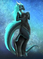 anthro clothed clothing detailed_background dexter.98 dexterthekobold dragon dress female full-length_portrait hair hi_res long_hair long_tail pinup portrait pose rule_63 solo