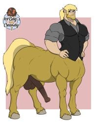 1ceberg absurd_res animal_genitalia animal_penis balls big_balls big_penis centaur clothed clothing equid equid_taur equine_penis erection eyewear genitals glasses hands_on_hips hi_res hooves horsecock humanoid_taur looking_at_viewer male male_only mammal mammal_taur muscular muscular_male partially_clothed penis solo standing taur topwear vest