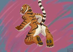 anthro anus ass dreamworks felid female fur furry furry_only genitals hi_res kung_fu_panda looking_back mammal master_tigress naked nude orange_body orange_fur pantherine pussy rear_view sabrotiger solo striped_body striped_fur stripes tail tiger whiskers