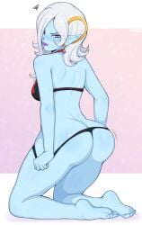 2d afrobull big_ass blue-skinned_female blue_skin bubble_butt dragon_ball dragon_ball_xenoverse long_hair pink_eyes shounen_jump towa white_hair