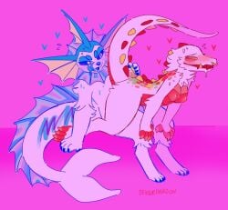 1girls 2d 2d_(artwork) 2d_artwork 4_toes 5_fingers ambiguous_gender anthro artist_name background blue_heart blue_hearts blush blushed breasts devour_dragon digital_art digital_drawing digital_drawing_(artwork) digital_media digital_media_(artwork) digital_painting_(artwork) duo eeveelution eyebrows eyelashes eyes fakemon fan_character female fingers flush flushed furry game_freak generation_1_pokemon heart hearts hi_res high_resolution highres nintendo nipples nose nose_piercing open_mouth piercing pokémon_(species) pokemon pokemon_(species) red_heart red_hearts scalie sharp_teeth simple_background sweat sweatdrop sweating tail tail_grab teeth teeth_visible toes tongue tongue_out vaporeon vaporwave vaporwaveon