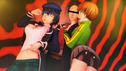 3d amateurthrowaway breasts breasts_out corruption male netorare nipples persona persona_4 satonaka_chie shirogane_naoto tohru_adachi