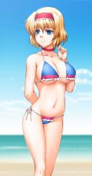 1girls alice_margatroid beach big_breasts bikini henshako huge_breasts short_hair tagme touhou