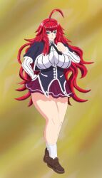 1girls anidi_otmore clothed clothing female female_only fully_clothed high_school_dxd red_hair rias_gremory school_uniform self_upload solo