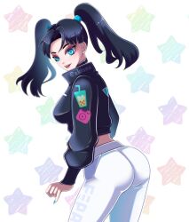 ass black_hair blue_eyes blue_fingernails fortnite fortnite:_battle_royale twintails urmomgiey white_skin xktsnx zoe_clash_(fortnite)