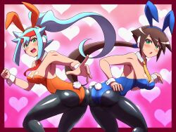 2girls aile ashe_(megaman_zx) big_ass big_breasts bunnysuit mega_man mega_man_zx mega_man_zx_advent multiple_girls tagme