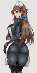 1girls ass_focus ass_visible_through_thighs big_ass breasts bubble_butt clothing female gggg human light-skinned_female light_skin long_hair looking_back neon_genesis_evangelion plugsuit pussy rebuild_of_evangelion sakura_suzuhara solo_female thick_thighs tight_clothing uniform wide_hips