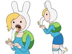 adventure_time adventure_time:_fionna_&_cake all_the_way_through backpack bag blonde_hair body_exploration cake_the_cat clothing feline female fionna_the_human_girl full_tour headwear human oral oral_invitation pale_skin spelunking vore willing_prey