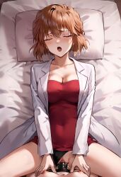 ai_generated detective_conan missionary_position shiho_miyano strap-on yuri