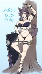 1girls animal_ears ankodaihuku456 arknights dur-nar_(arknights) female female_only sketch swimsuit tail