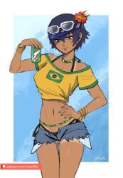 beads brazil brazilian brazilian_miku_(cosplay) clothed latin_american_hatsune_miku_(meme) moonllita_(artist) persona persona_4 shirogane_naoto vocaloid waist_beads