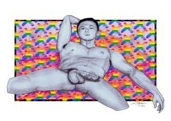 asian_male bed_buddy big_penis birthday_suit bisexual_male cock cock_out dick gay_art gay_male hand_drawn hard_on laying_down laying_on_bed male male_only muscular_male naked naked_male nude nude_male pencil pencil_(artwork) pencil_sketch sketches_by_adab sketchesbyadab solo