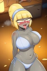 ahe_gao ai_generated bikini bikini_zombie bikini_zombie_(pvz) blonde_hair grey_body headband panties plants_vs_zombies x-ray zombie