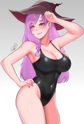 1girls blush breasts female female_only gollyflower hat hololive hololive_english hololive_myth holomilfs huge_breasts light-skinned_female light_skin mama_mori milf one-piece_swimsuit pink_eyes pink_hair solo swimsuit virtual_youtuber