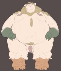 adventure_time anthro balls flaccid furry lion male male_only nude overweight overweight_male penis smut_leo solo solo_male vampire_king