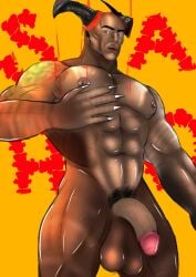 big_balls big_penis gay general_shao horns huge_balls huge_cock hyzali male male_only mortal_kombat mortal_kombat_1_(2023) shao_kahn solo solo_male