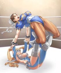 catfight chinese_clothes chun-li fight fighting_ring kineluchs rainbow_mika ryona sfw street_fighter street_fighter_v submission submission_hold thick_thighs wrestler wrestling wrestling_femdom wrestling_mask wrestling_outfit wrestling_ring wrestlingryona