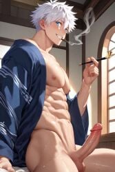 abs ai ai_generated anime anime_character gay gay_male gojou_satoru jujutsu_kaisen male_abs male_only naked naked_male satoru_gojo