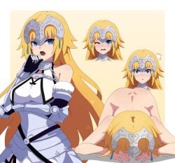 1girls alternate_version_available blonde_hair brainwashed brainwashing empty_eyes fate/apocrypha fate/grand_order fate_(series) guilegaze hypnosis jeanne_d'arc_(fate) simple_background