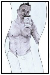 birthday_suit gay gay_male hand_drawn handdrawn handdrawn_art male male_only mirror_selfie naked naked_male nude nude_male pencil pencil_(artwork) pencil_sketch self_upload sketches_by_adab towel_boy towel_only wales welsh_male welsh_man