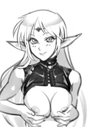 1girls big_breasts deedlit elf elf_ears elf_female elf_girl long_hair looking_at_viewer nipples record_of_lodoss_war seductive seductive_look sketch