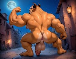 1boy abs ai_generated anus arm_hair armpits ass ass_focus ass_grab back back_muscles balls bara beast_(disney) beauty_and_the_beast big_ass big_balls big_muscles big_nipples big_pecs big_penis booster_rex brown_body brown_fur chest_hair daddy dilf disney erect_nipples erection fangs flexing gay hair hairy hairy_male horns huge_balls huge_cock huge_muscles humanoid hunk male male_only monster monstrous_humanoid muscular muscular_humanoid muscular_male navel nipples nude pecs penis pointy_ears pubic_hair solo tusks