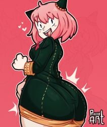 aged_up anya_forger big_ass clothed clothing patatero69 patateroart pink_hair small_breasts spy_x_family