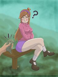 18girls big_ass big_breasts big_thighs bill_cipher brown_eyes brown_hair cartoon disney gravity_falls mabel_pines taqo teen teenage_girl teenager thick_legs thick_thighs thighs