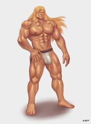 balls bara body_hair bulge facial_hair flaccid jockstrap jockstrap_only k-sen male male_only marvel marvel_comics muscles muscular penis sabretooth solo solo_male victor_creed x-men