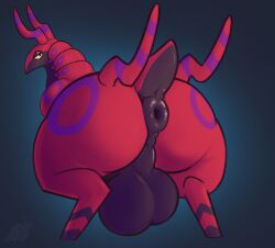 absurd_res anus ass balls big_anus big_balls big_butt feral generation_5_pokemon genitals hi_res male male_only nintendo passtheblast pokemon pokemon_(species) puffy_anus rear_view scolipede solo