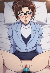 ai_generated detective_conan eri_kisaki missionary_position strap-on yuri