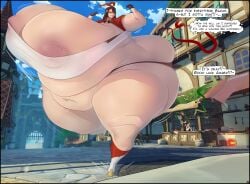 1girl 1girls amber_(genshin_impact) bbw belly belly_button big_breasts breasts comic exposed_fat_belly fat fat_girl fat_woman female female_focus female_only genshin_impact hoyoverse hyper hyper_ass hyper_breasts mihoyo mihoyo_technology_(shanghai)_co._ltd. mini_giantess nipples obese overweight sara_(genshin_impact) solo solo_female solo_focus tagme text thick_thighs ujanskiy village weight_gain