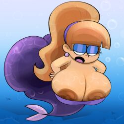 1girls alternate_species areola areola_slip ass bent_over big_areola big_breasts big_butt big_nipples black_eyes blonde_hair bottom_heavy bottom_heavy_female breasts brown_areola brown_nipples bubble cleavage cleavage_overflow clothed clothing dark_nipples disney eyelashes eyeshadow female female_only fish fish_tail gravity_falls hair hi_res huge_areolae huge_butt huge_nipples light_body light_skin long_hair looking_at_viewer makeup marine merfolk narrowed_eyes nipple_slip nipples open_mouth ota_(artist) pacifica_northwest ponytail purple_body purple_clothing purple_eyeshadow purple_scales purple_topwear scales solo split_form tied_hair topwear underwater venus_body water