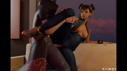 breasts breasts_out chun-li chun-li_(fortnite) clothed clothed_female clothed_male clothing couch couch_sex exposed_ass exposed_pussy fortnite fully_clothed fully_clothed_male functionally_nude functionally_nude_female hair_ribbon holding_legs_up itachi_uchiha kissing kissing_while_penetrated kitway leg_up looking_back looking_back_at_partner naruto on_knees open_clothes penis penis_out ripped_clothing ripped_pants street_fighter tagme uchiha_itachi vaginal_penetration video