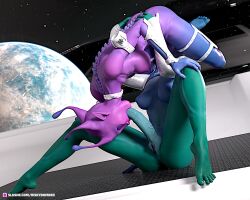 1futa 2girls 3d 69 69_position alien alien_girl depth_of_field female full-package_futanari futa_on_female futanari green_skin horsecock large_breasts multiple_girls nude nude_female nude_futanari oral purple_skin riskybomber sci-fi science_fiction slushe_(website)