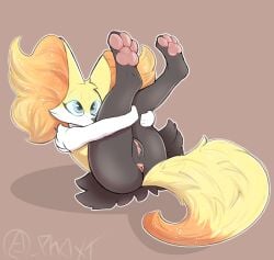 anthro anus braixen female generation_6_pokemon genitals hi_res legs_up lying nintendo on_back pawpads paws phoxtrot pleading_eyes pokemon pokemon_(species) presenting pussy solo