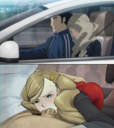 1boy 1girls 2koma 3rd_party_edit ann_takamaki ass ass_grab balls big_penis blowjob blue_eyes clothed_female coliboly deep_throat deepthroat dubious_consent edit empty_eyes endured_face fellatio female fully_clothed hairy_male huge_cock older_male older_man_and_teenage_girl oral penis persona persona_5 questionable_consent saliva suguru_kamoshida teacher teacher_and_student testicles twintails uncomfortable veiny_penis younger_female