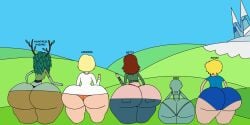 2boys 3girls adventure_time ass_chart ass_comparison betty_grof big_ass bmo finn_the_human huge_ass huntress_wizard minerva_campbell nini_mihy wide_hips