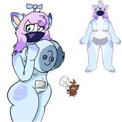 1girl1futa 2girls big_areola big_ass big_breasts cyan_eyes freddygamerrandom hyper_areola hyper_breasts mask orange_skin pircing purple_hair reaperfreddy sabrinasmells sango_(reaperfreddy) slendytubbies slendytubbies_oc taffy_(sabrinasmells) teletubbie teletubbies tentacle white_skin