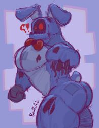 beetleart big_pecs bowtie broken_arm confused_look five_nights_at_freddy's gay muscular question_mark rabbit showing_ass unknown_source withered_bonnie